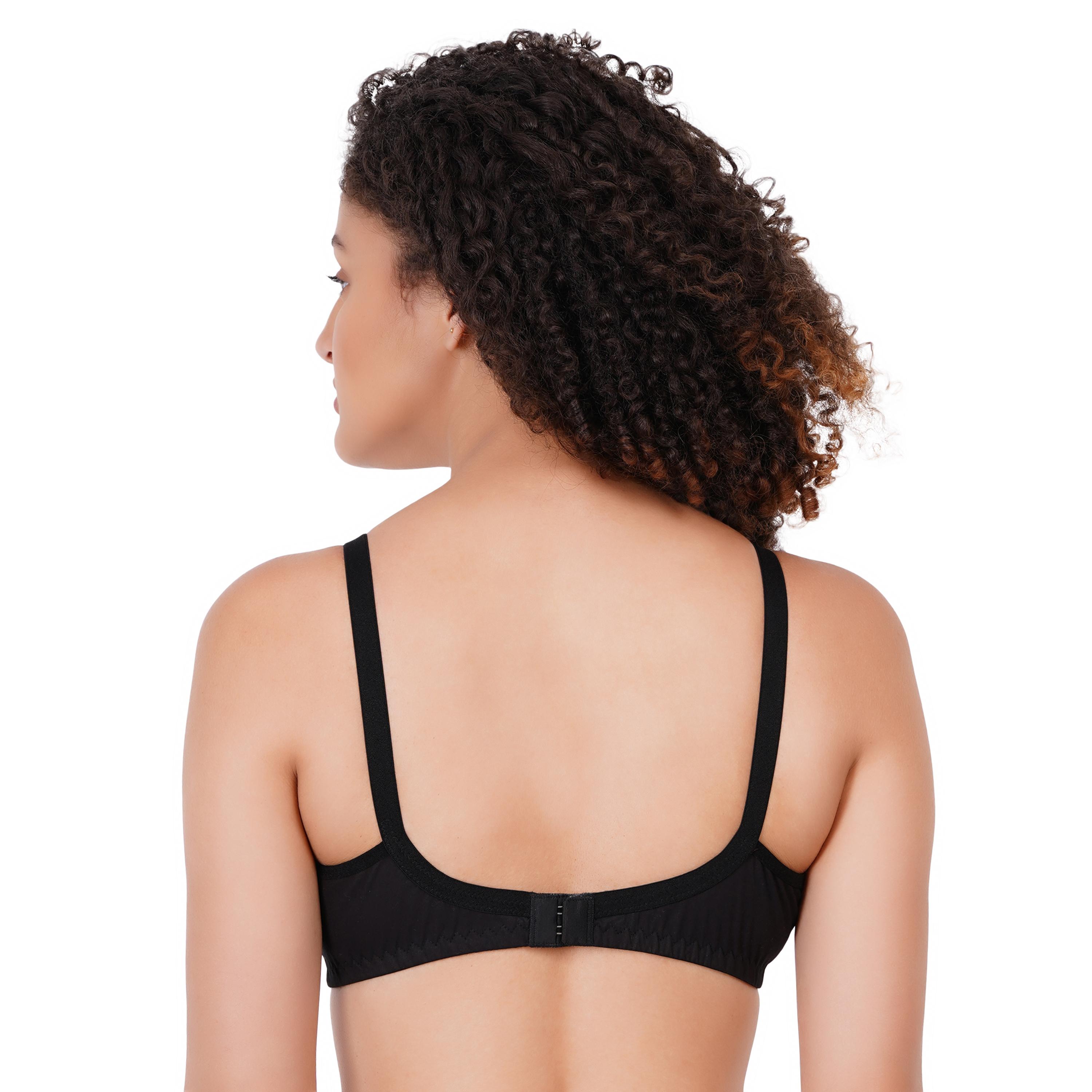 Women’s Wire‑Free Cotton Bra ELR-09 D-CUP - BLACK - Image 1