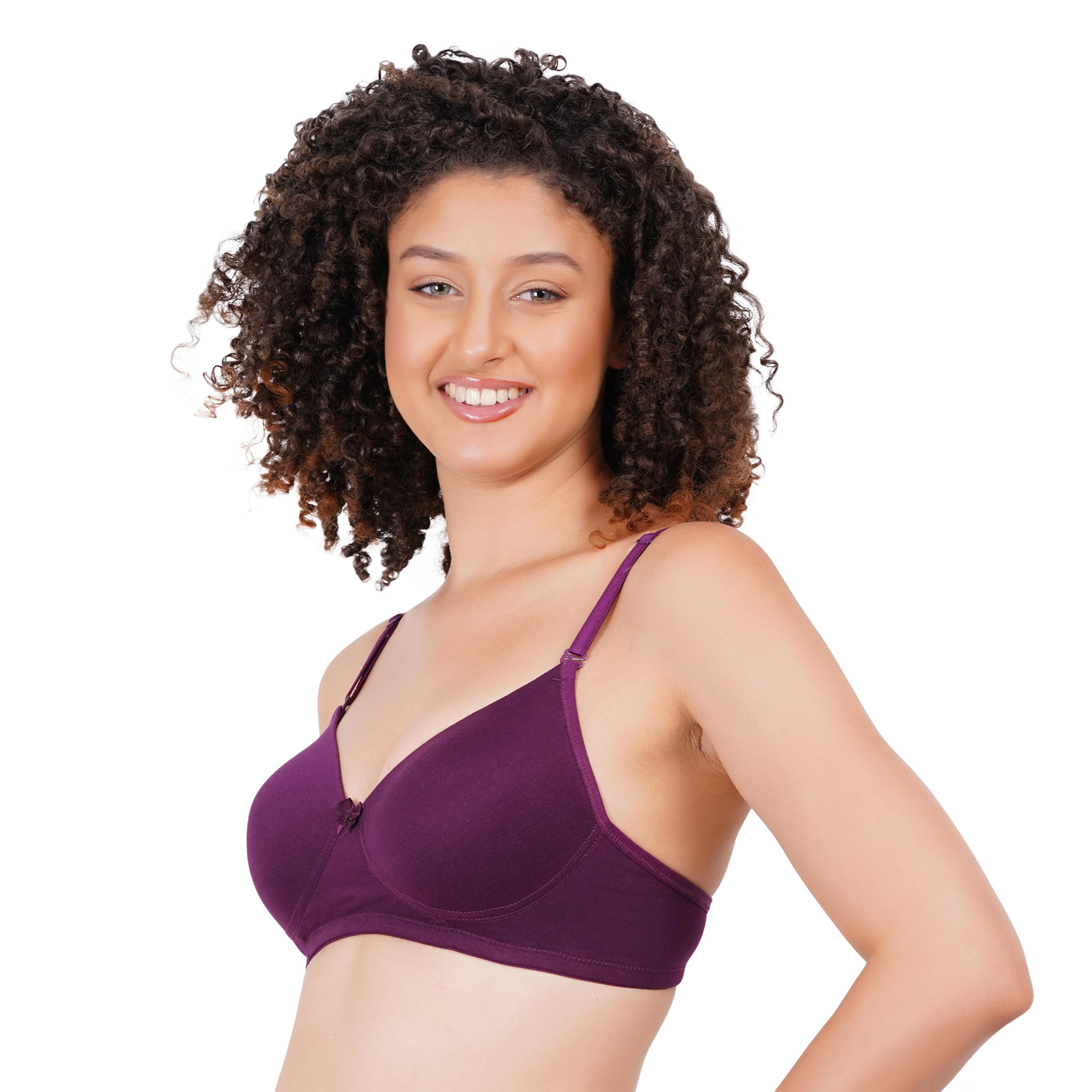 Padded Non- Wired 3/4Th Coverage Every Day Bra -ELR-102 C-Cup - Wine Purple