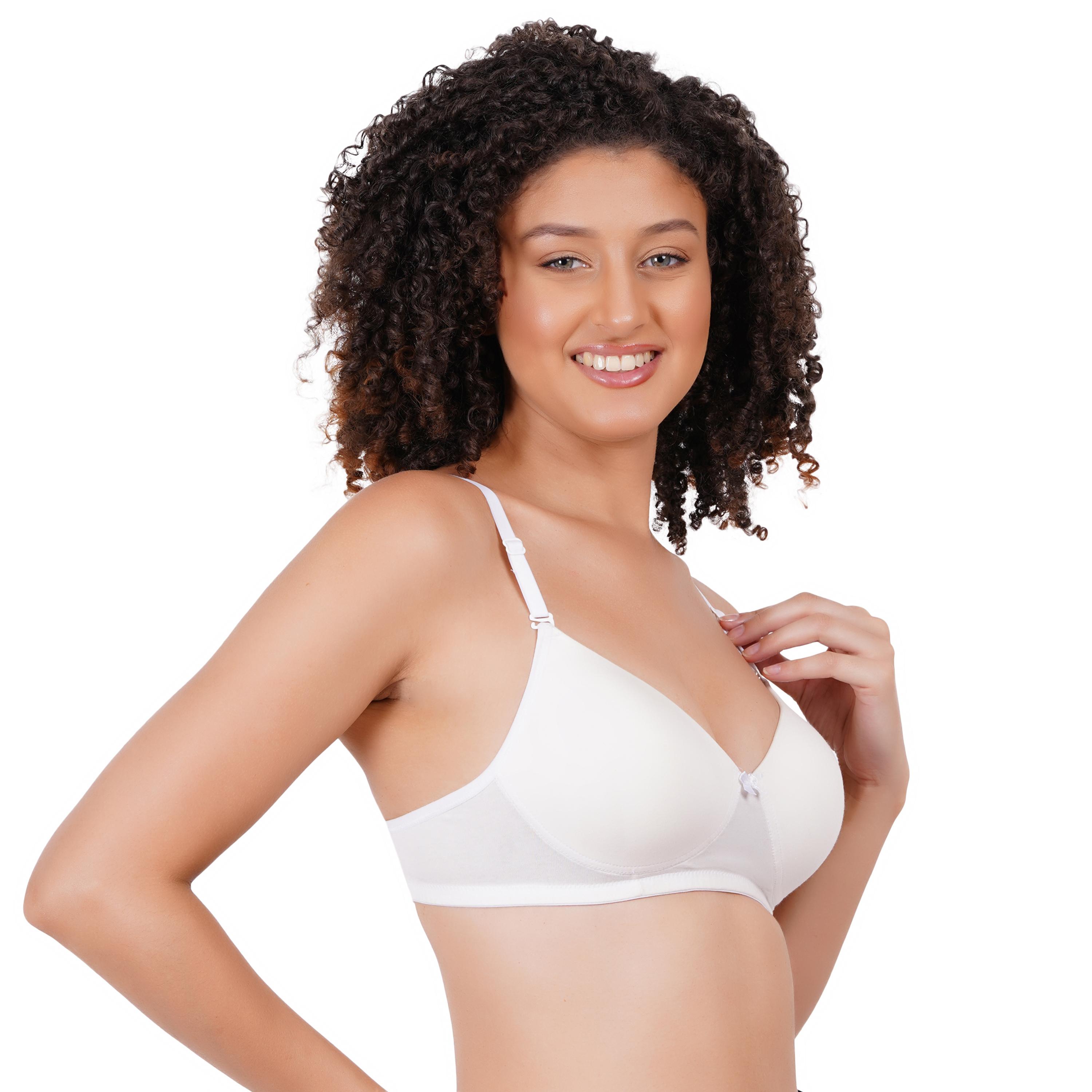 Padded Non- Wired 3/4Th Coverage Every Day Bra -ELR-102 C-Cup - WHITE