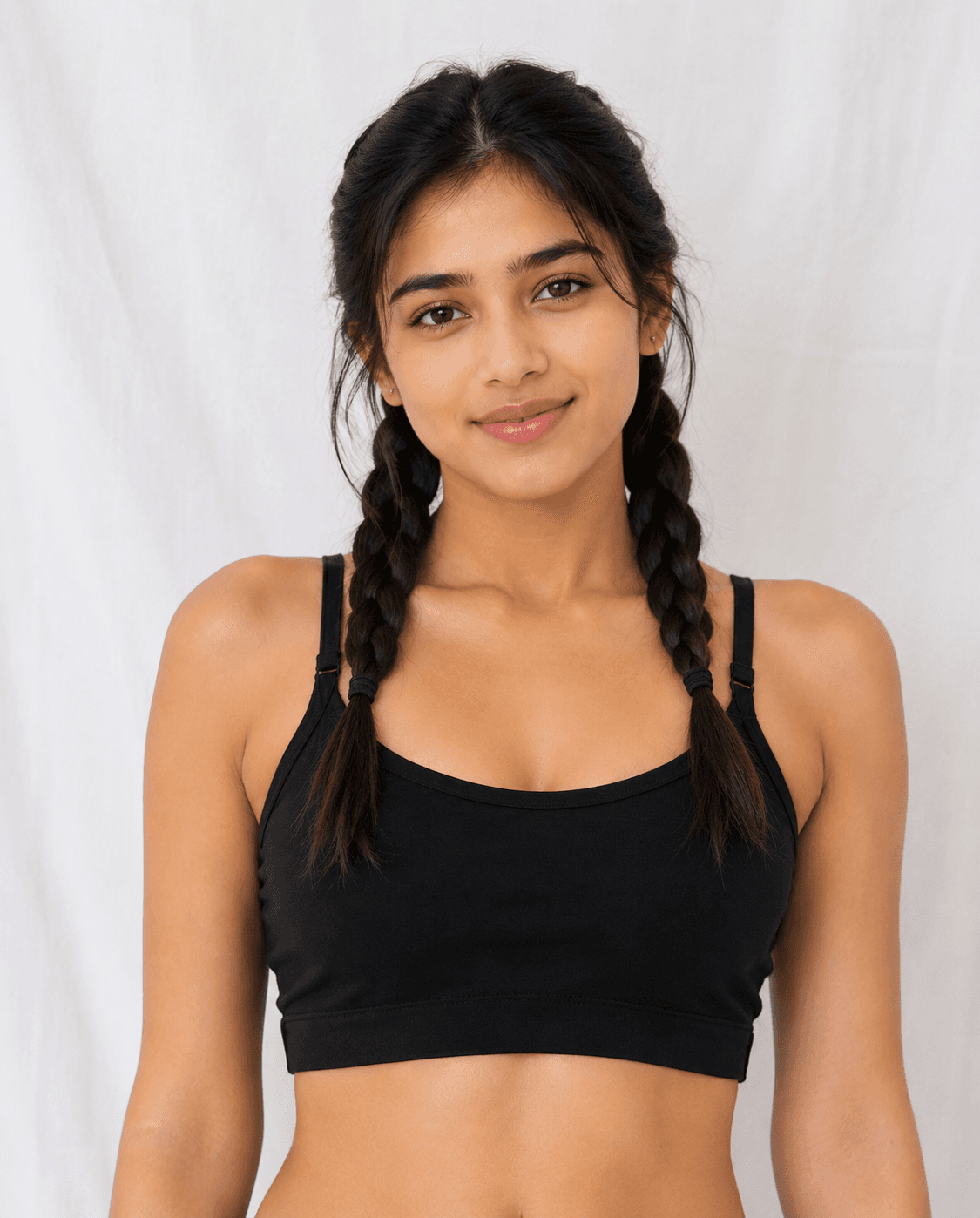 Eleree Girls Double Layered Non Wired Full Coverage Slip-on Beginner Bra - BLACK