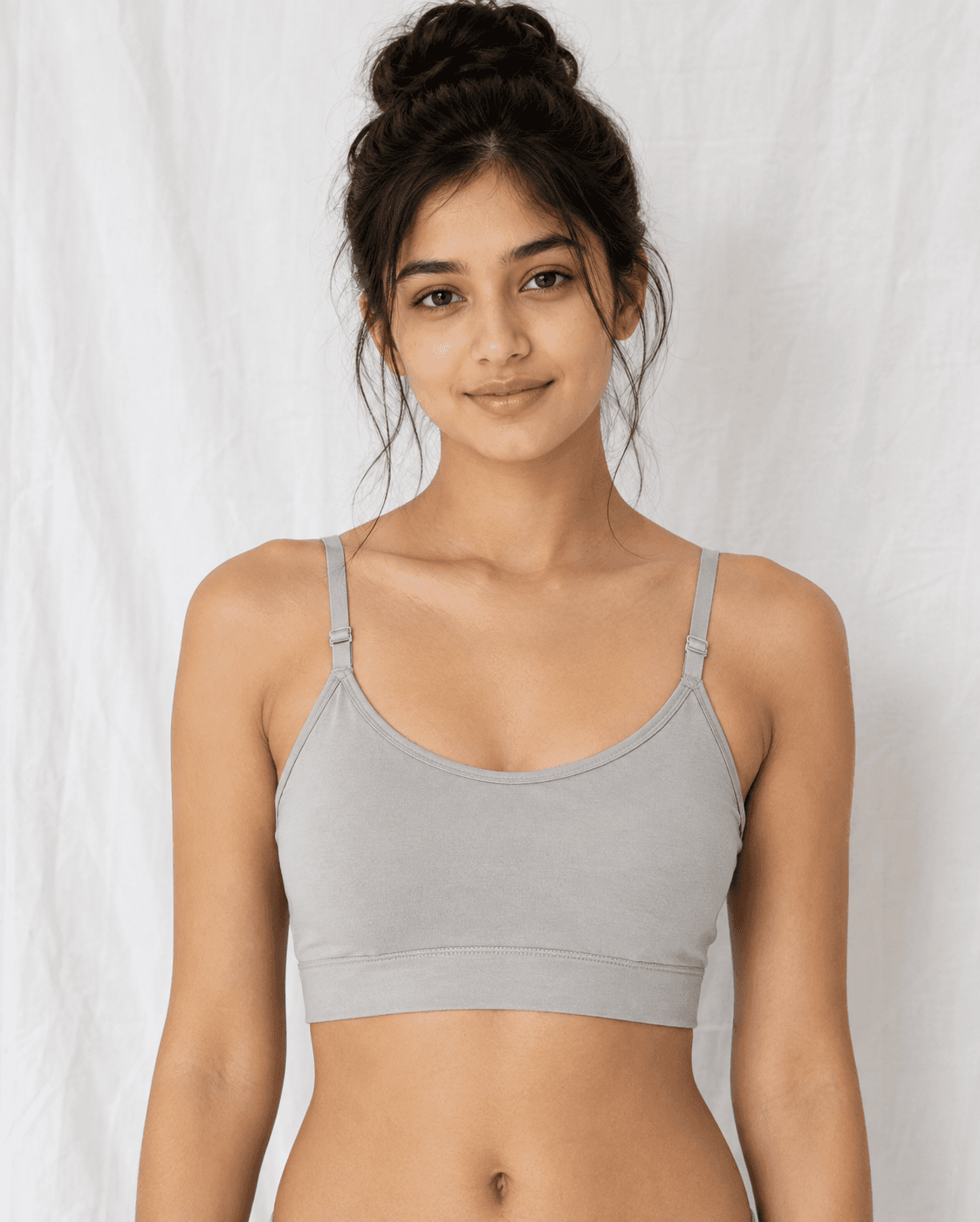 Eleree Girls Double Layered Non Wired Full Coverage Beginner Bra - GRAY