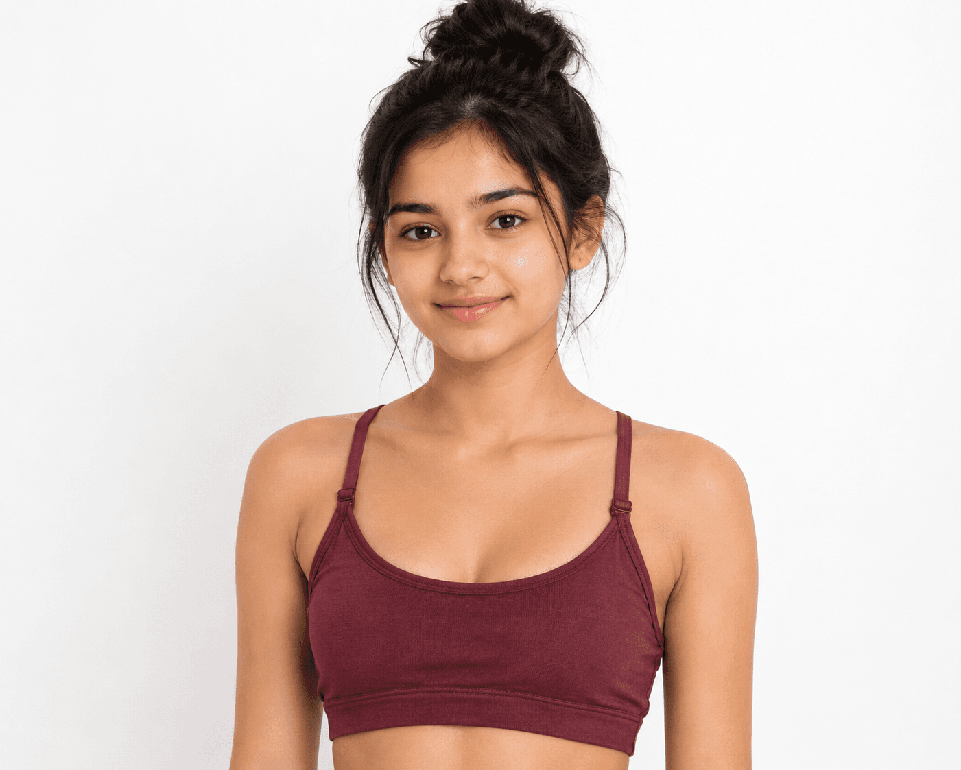 Eleree Girls Double Layered Non Wired Full Coverage Beginner Bra - DARK ROSE - Image 1